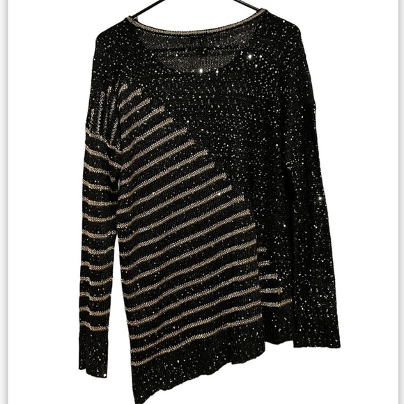 Anthropologie Black and Gold Striped Sweater - Picture 4 of 5